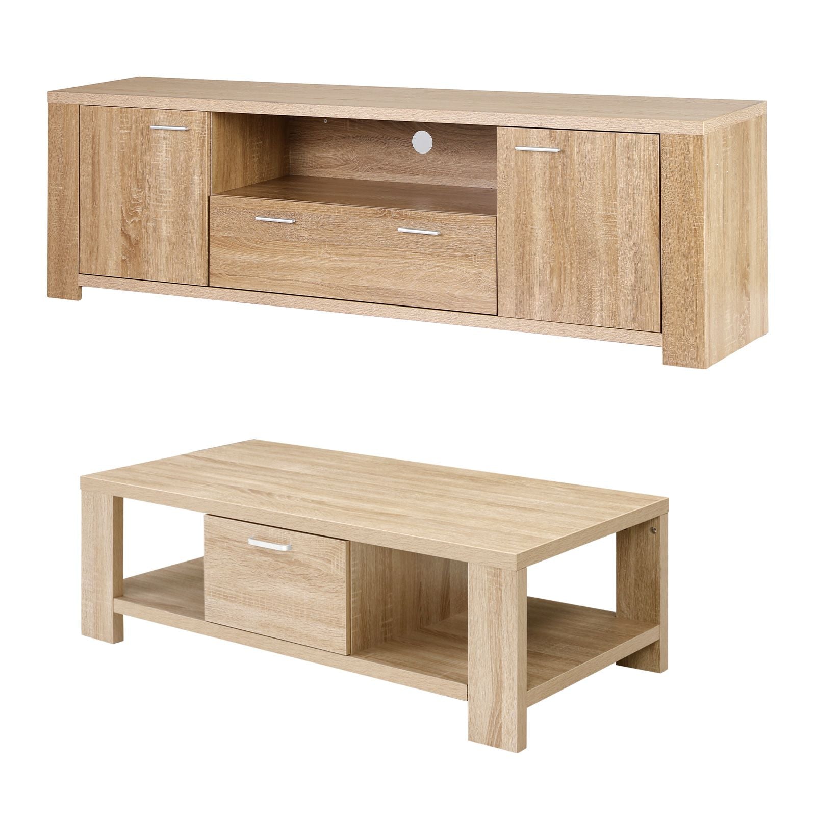 Artiss TV Unit & Coffee Table Set Storage Drawer Pine - Homecoze