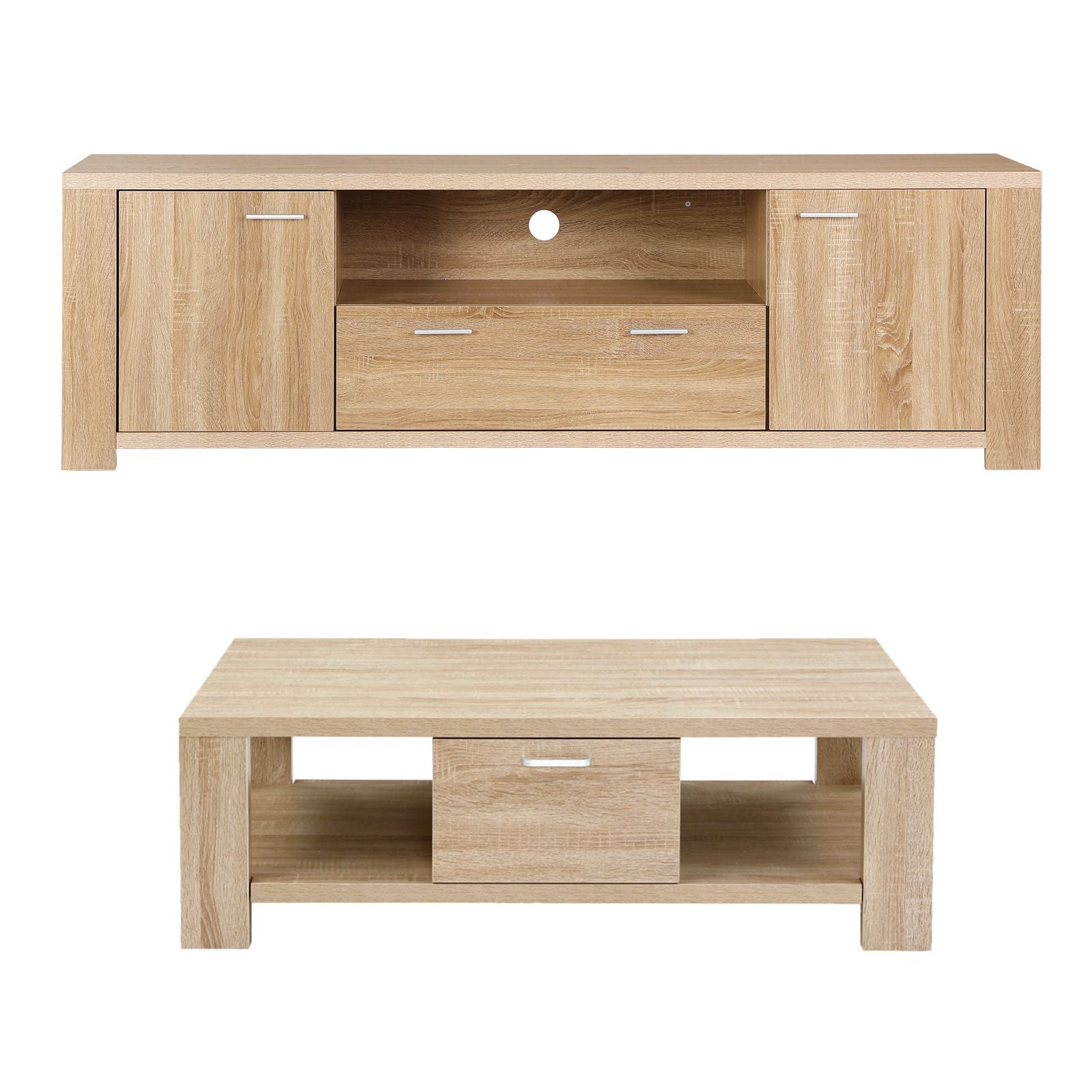 Artiss TV Unit & Coffee Table Set Storage Drawer Pine - Homecoze