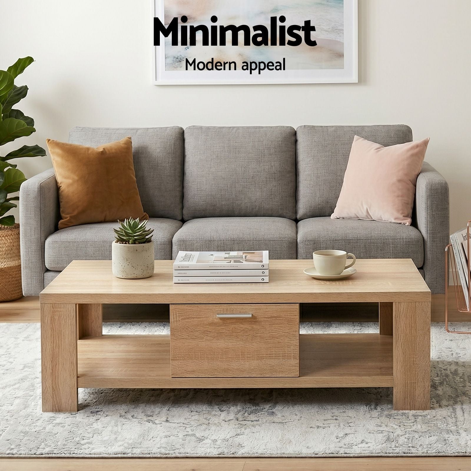 Artiss TV Unit & Coffee Table Set Storage Drawer Pine - Homecoze