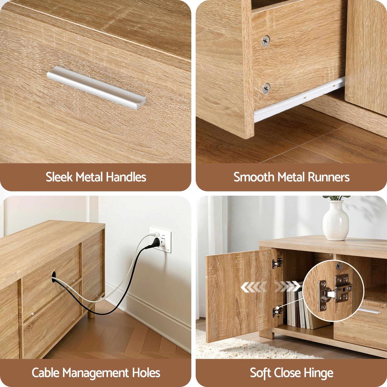 Artiss TV Unit & Coffee Table Set Storage Drawer Pine - Homecoze