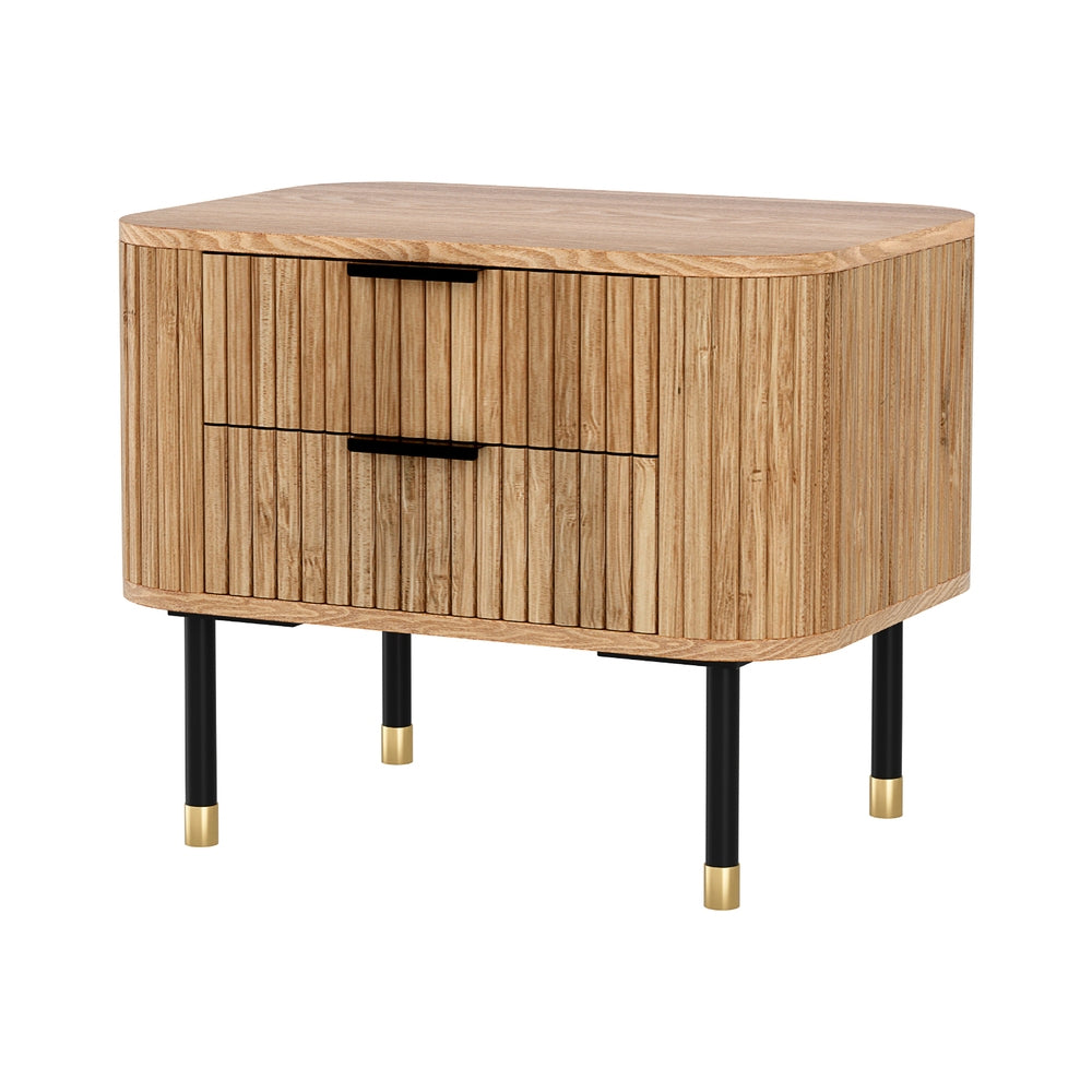 Artiss Bedside Table 2 Drawers Paulownia Wood Pine - Homecoze