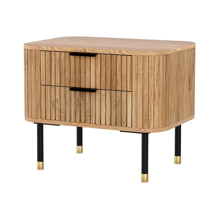 Artiss Bedside Table 2 Drawers Paulownia Wood Pine - Homecoze