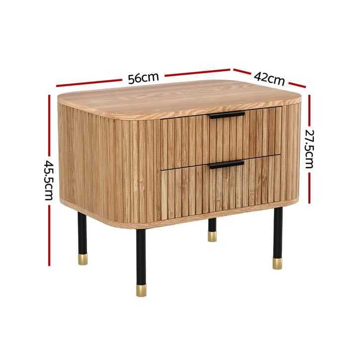 Artiss Bedside Table 2 Drawers Paulownia Wood Pine - Homecoze