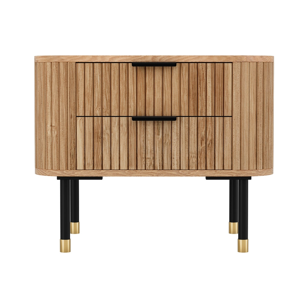 Caden Bedside Table 2 Drawer – Pine - Homecoze