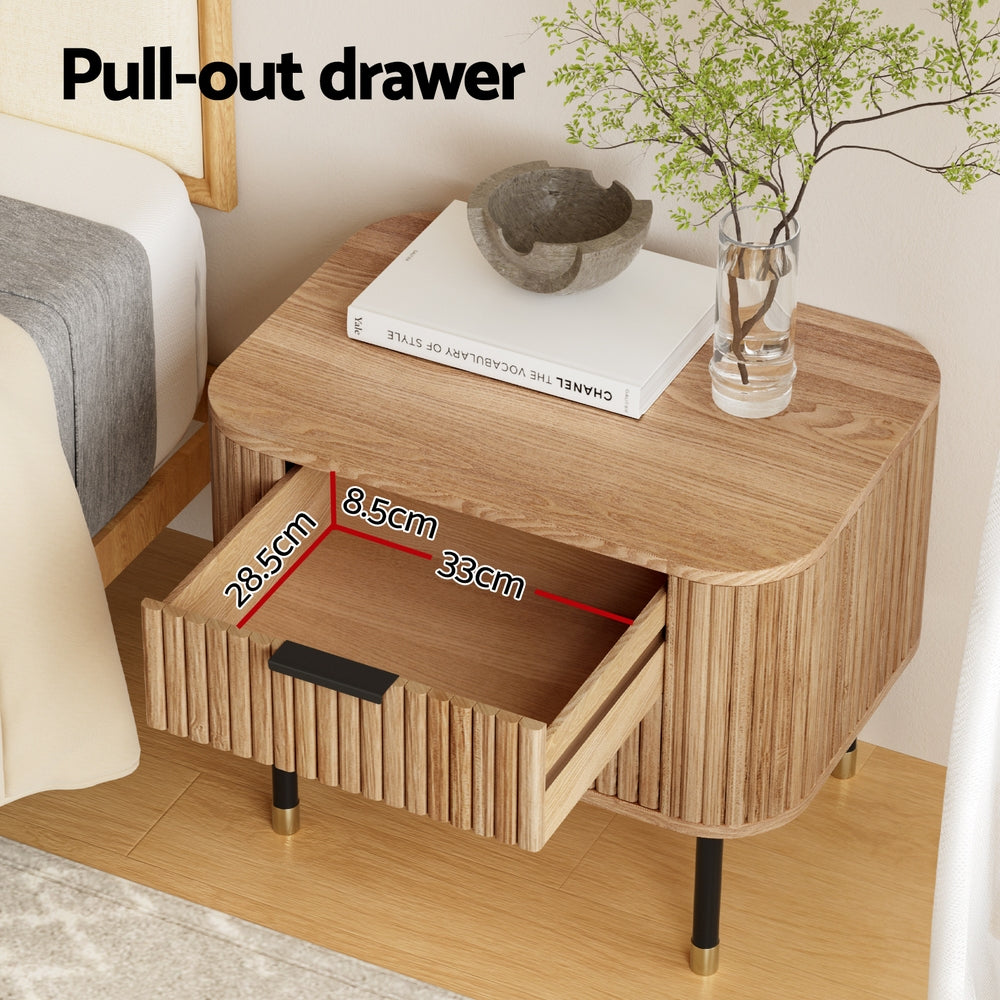 Artiss Bedside Table 2 Drawers Paulownia Wood Pine - Homecoze