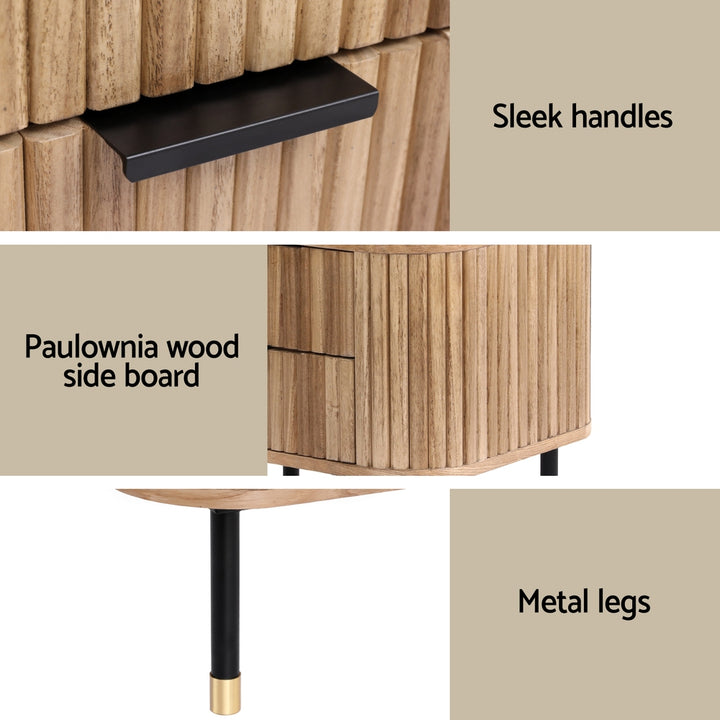 Artiss Bedside Table 2 Drawers Paulownia Wood Pine - Homecoze