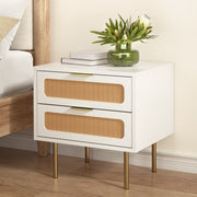 Bedside Table 2 Drawer - White & Pine - Homecoze