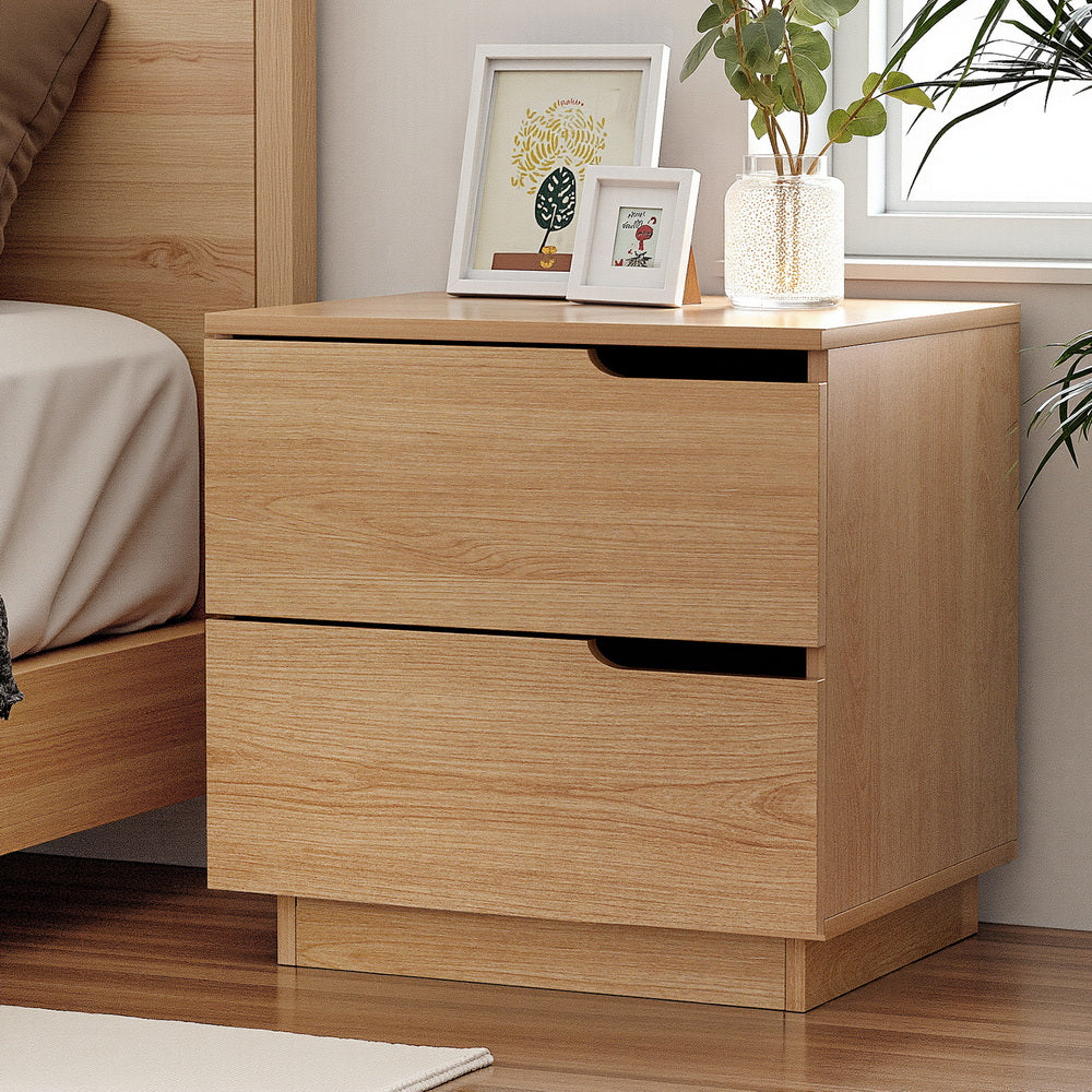 Artiss Bedside Table 2 Drawers Nightstand Pine - Homecoze