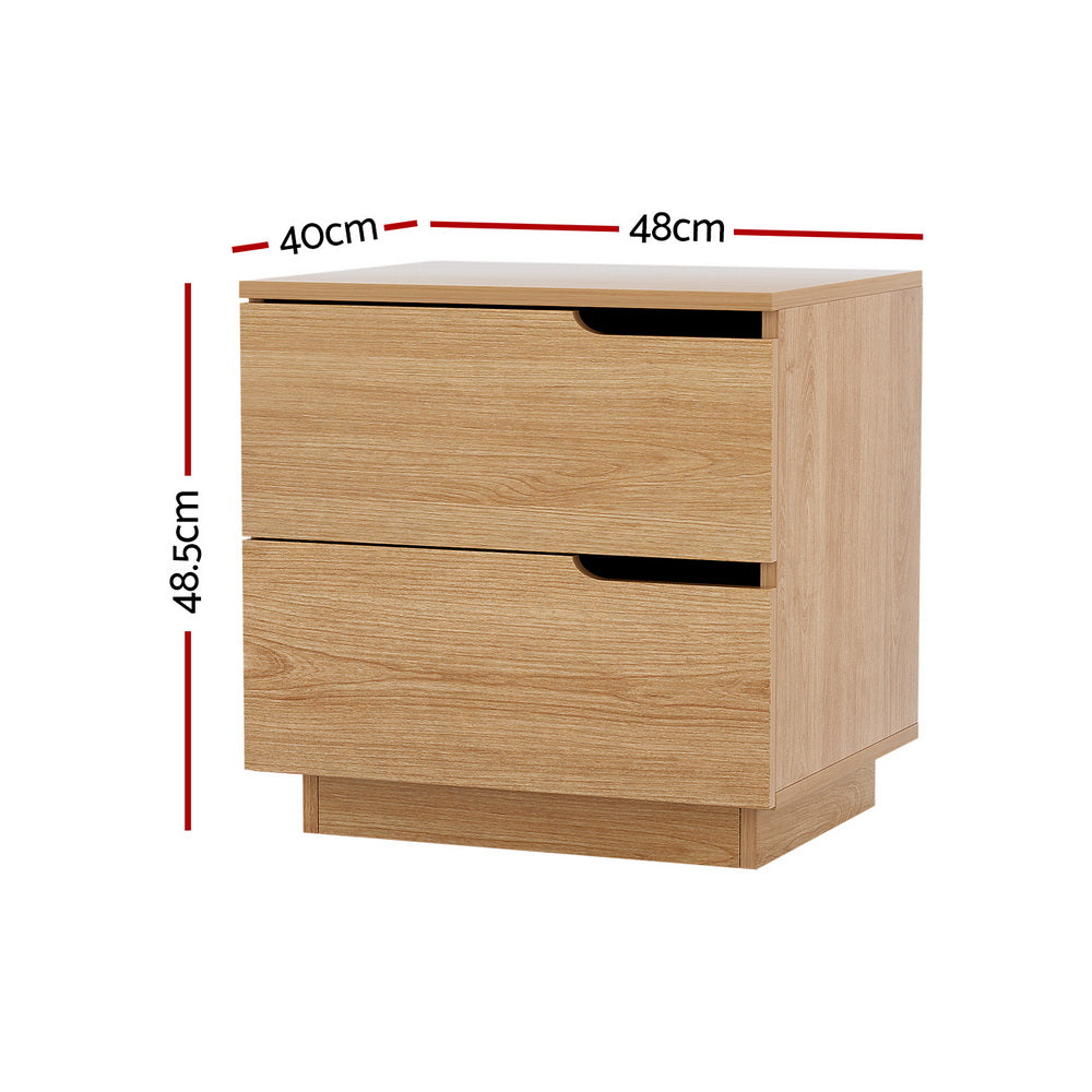 Artiss Bedside Table 2 Drawers Nightstand Pine - Homecoze