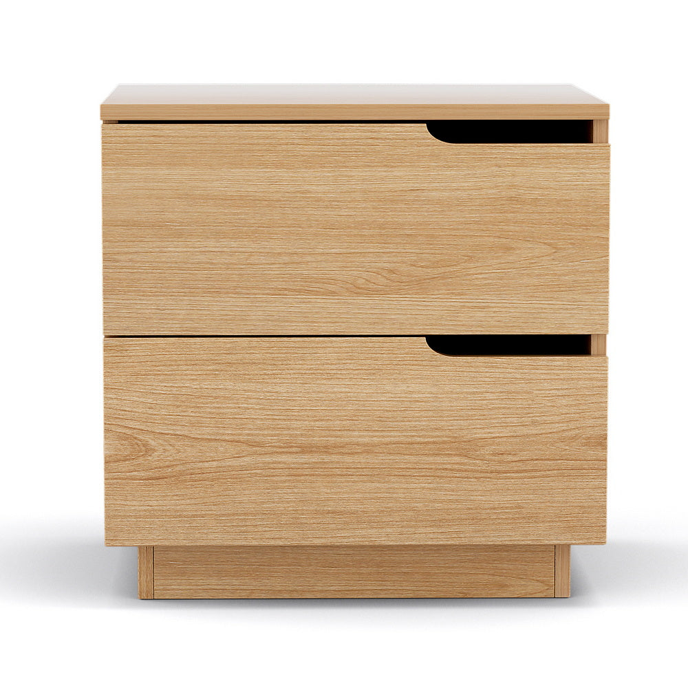 Artiss Bedside Table 2 Drawers Nightstand Pine - Homecoze