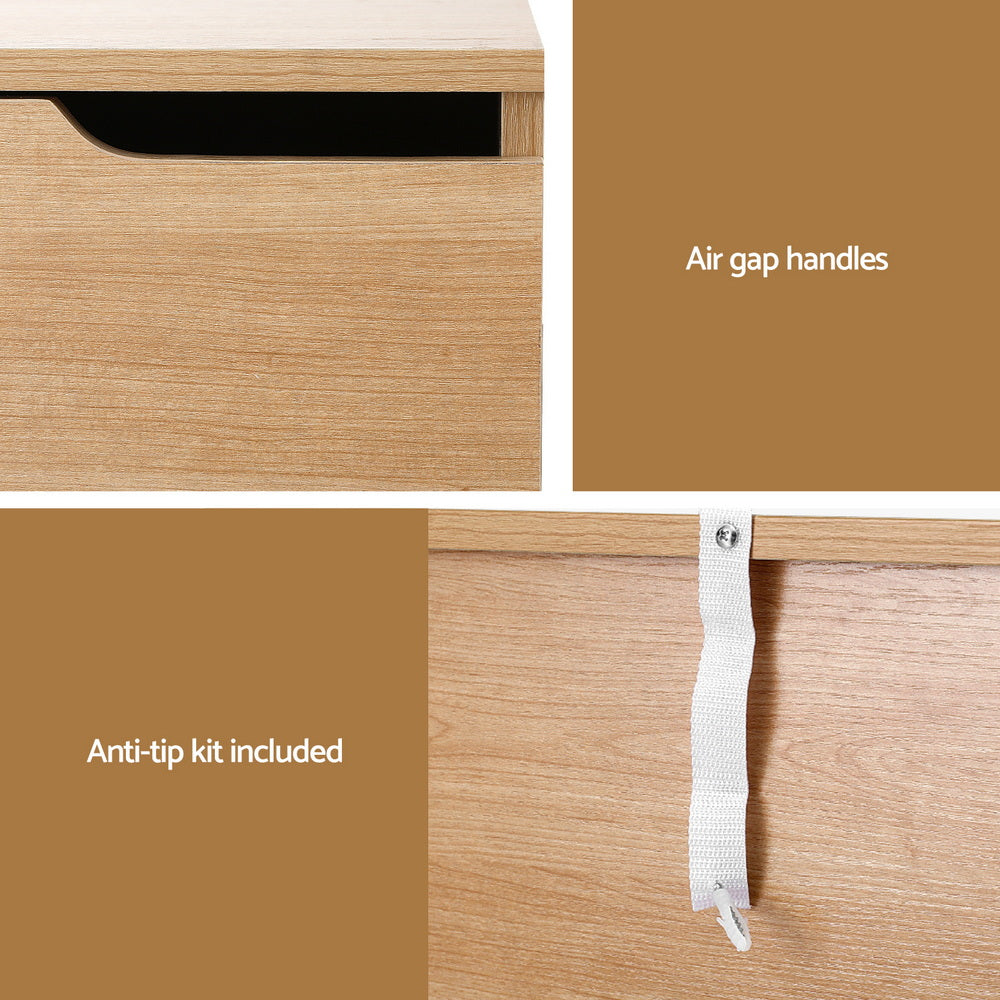 Artiss Bedside Table 2 Drawers Nightstand Pine - Homecoze