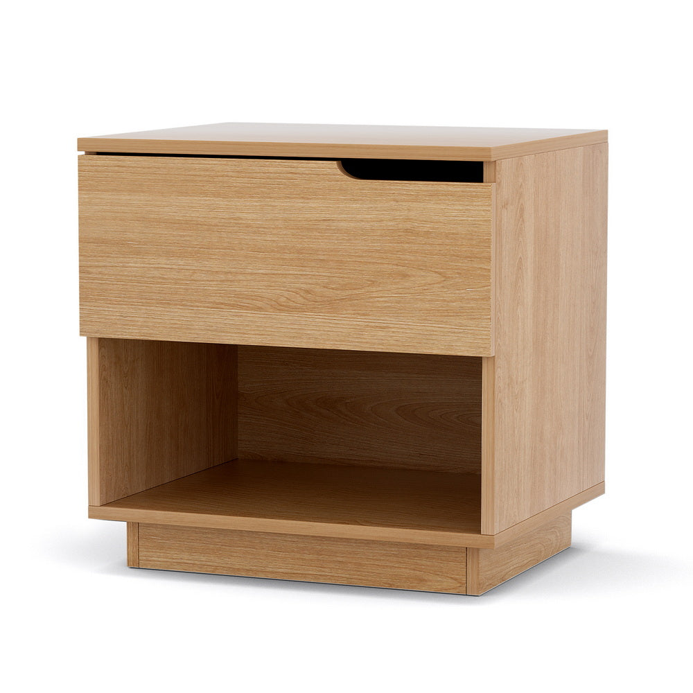Artiss Bedside Table 1 Drawer 1 Shelf Nightstand Pine - Homecoze