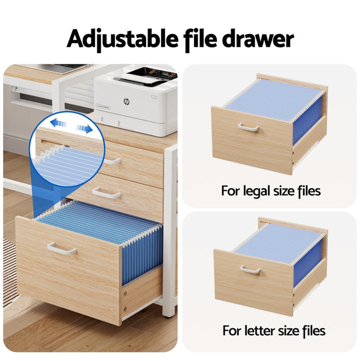 Artiss Computer Desk Home Office Study Table Desks w/Drawers Open Shelf Oak 160CM - Homecoze