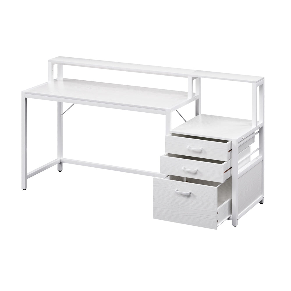Artiss Computer Desk Home Office Study Table Desks w/Drawers Open Shelf White 160CM - Homecoze