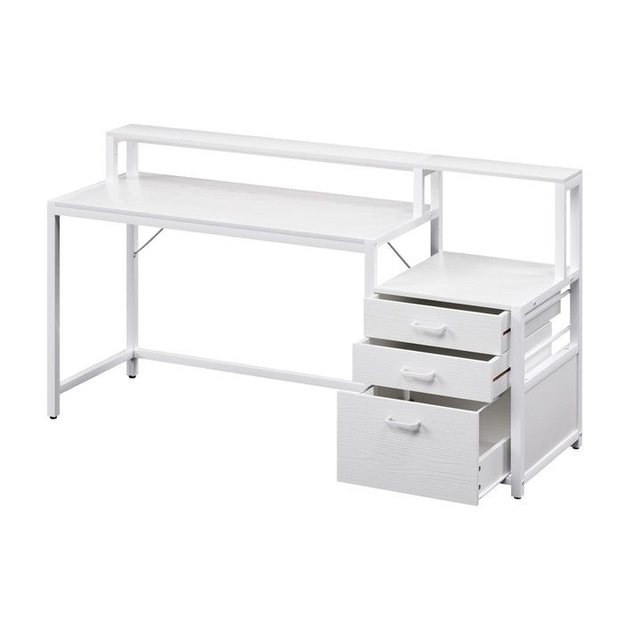 Artiss Computer Desk Home Office Study Table Desks w/Drawers Open Shelf White 160CM - Homecoze
