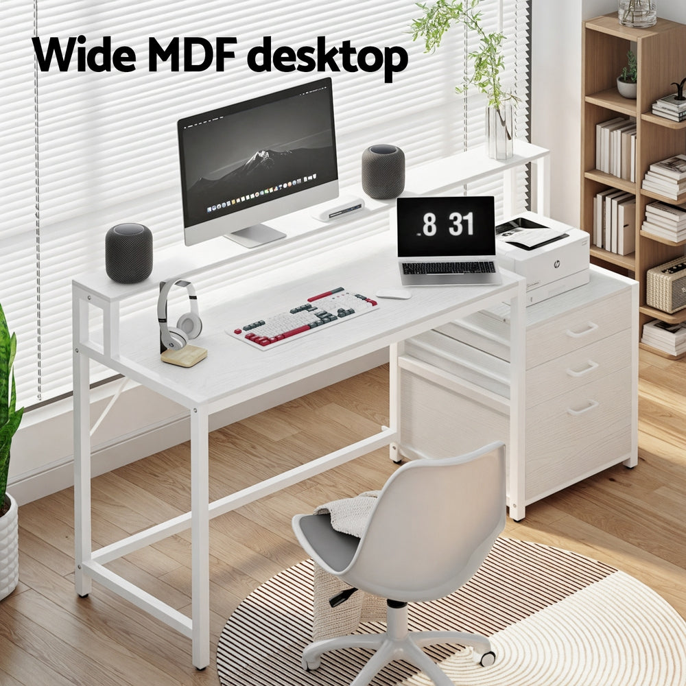 Artiss Computer Desk Home Office Study Table Desks w/Drawers Open Shelf White 160CM - Homecoze