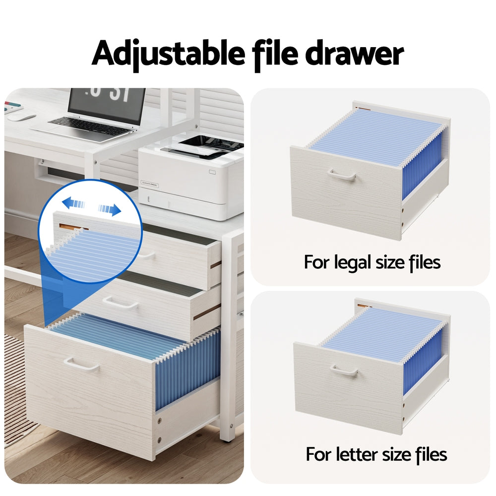 Artiss Computer Desk Home Office Study Table Desks w/Drawers Open Shelf White 160CM - Homecoze