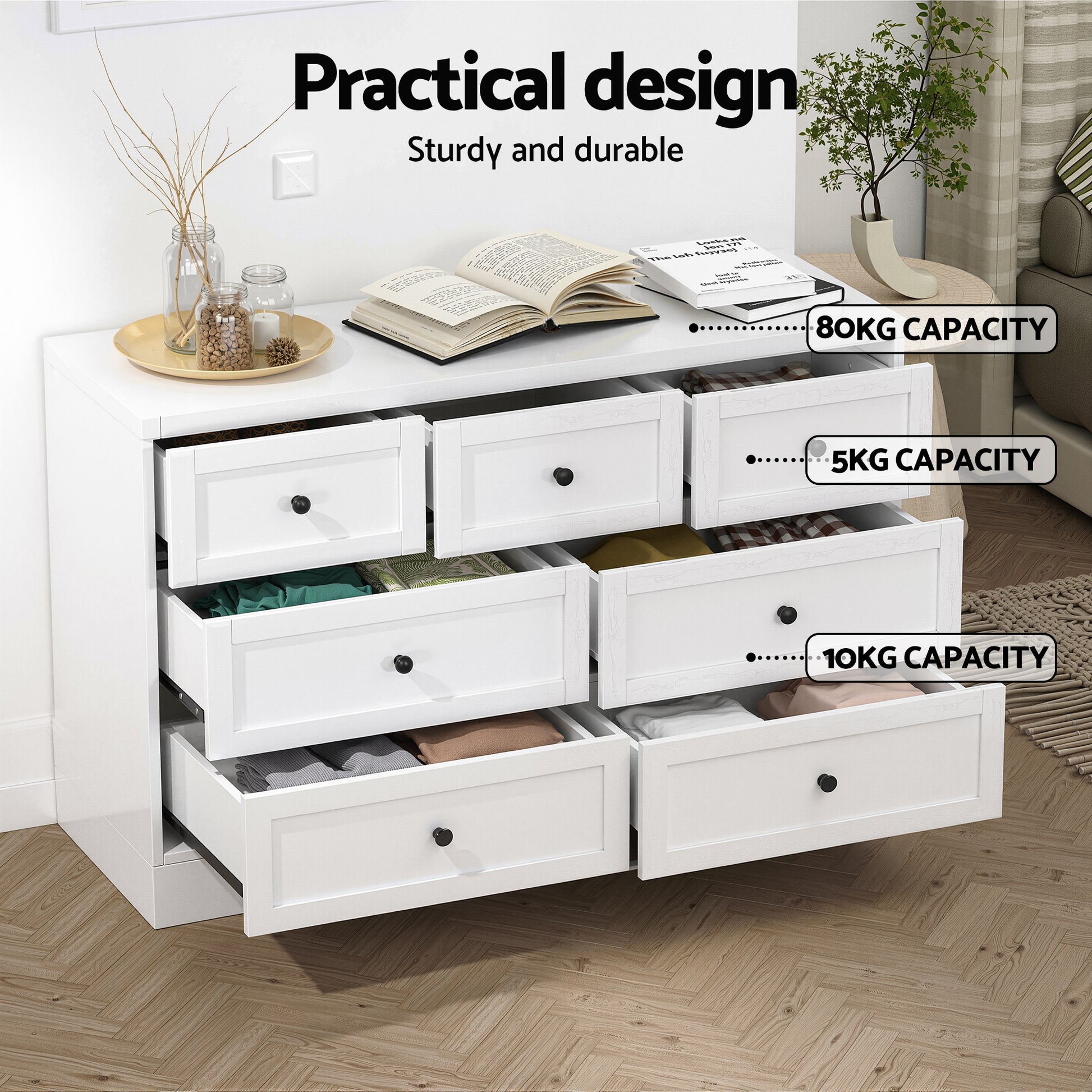 Kade Dresser Chest of Drawers – White - Homecoze