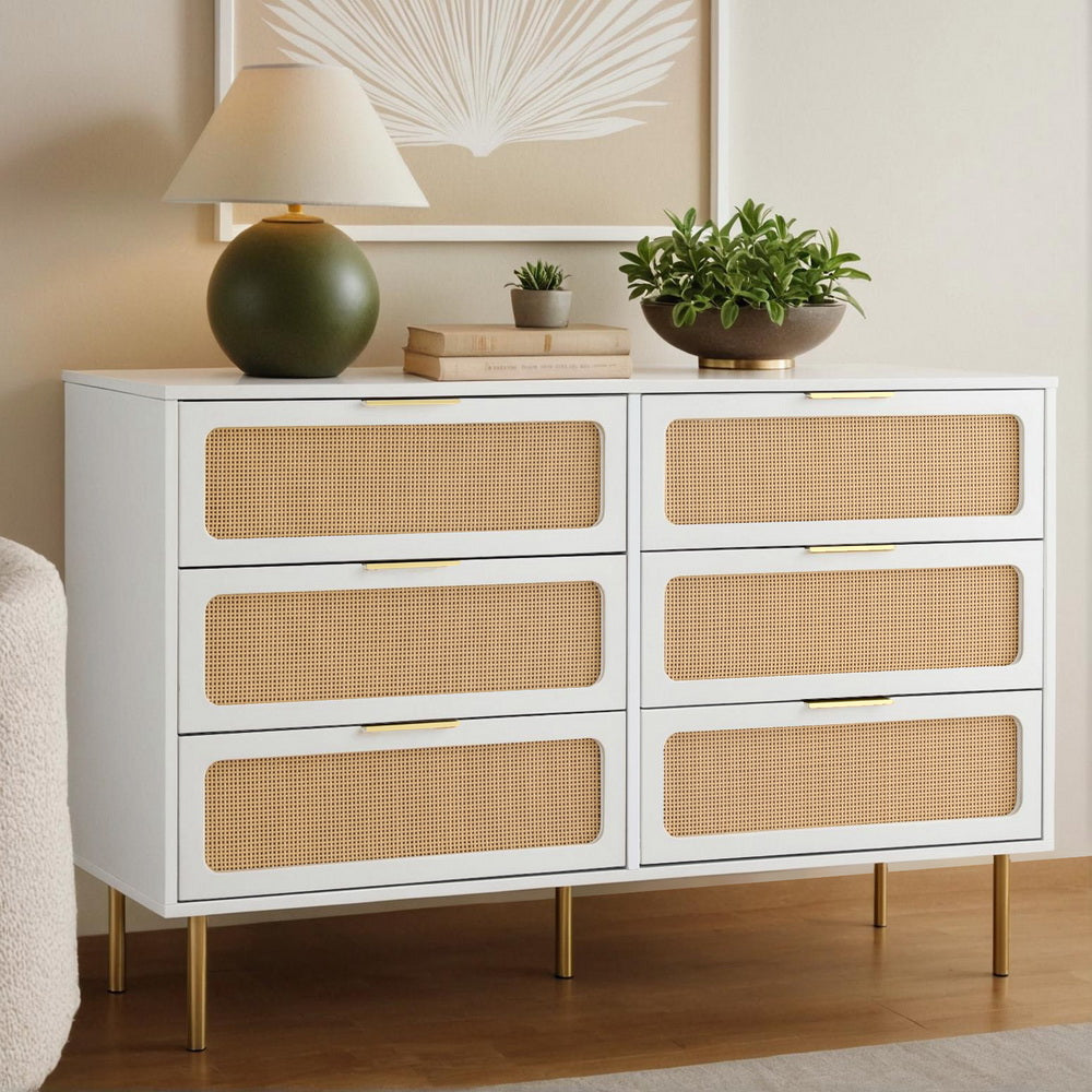 Lowboy Chest of Drawers - White & Pine - Homecoze