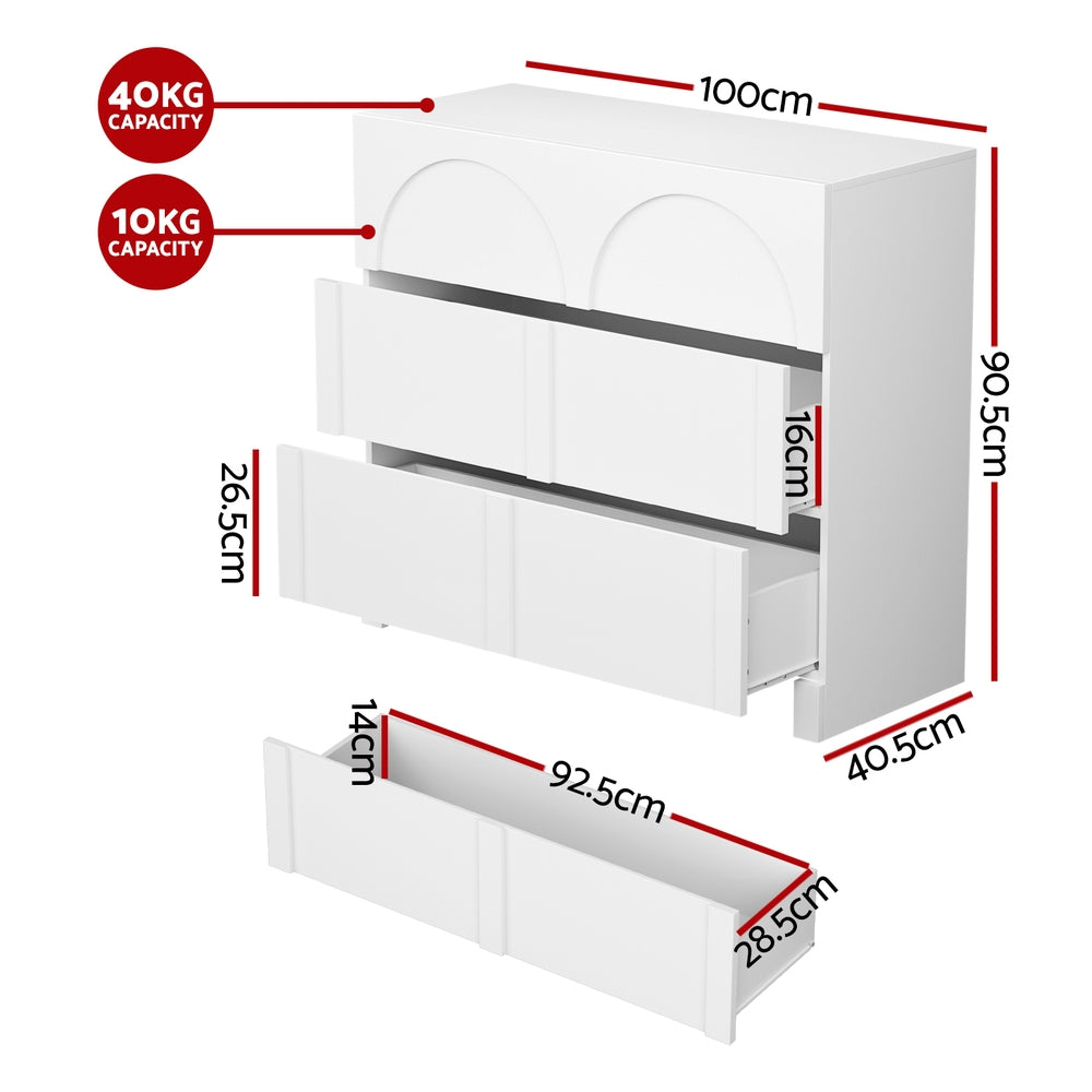 Artiss 3 Chest of Drawers Lowboy Dresser Cabinet White - Homecoze