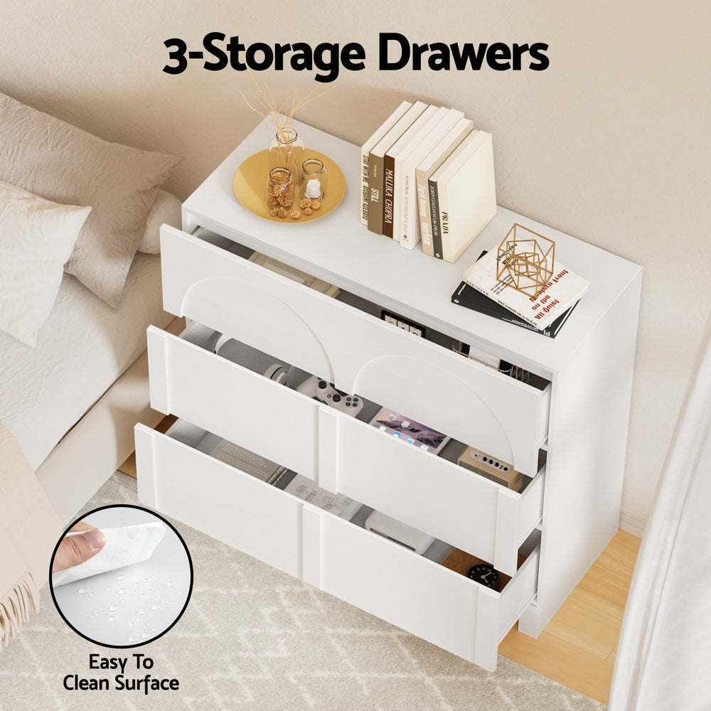 Artiss 3 Chest of Drawers Lowboy Dresser Cabinet White - Homecoze