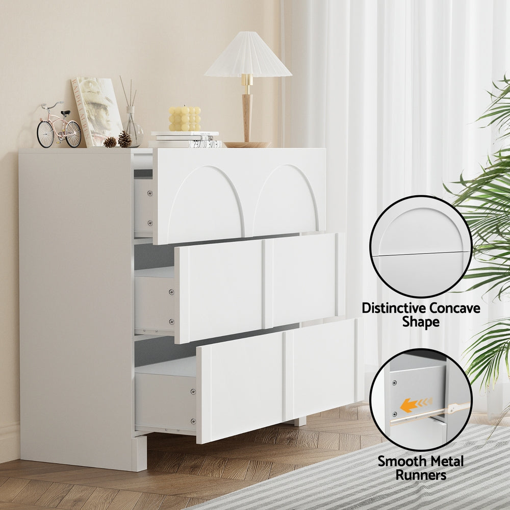Artiss 3 Chest of Drawers Lowboy Dresser Cabinet White - Homecoze