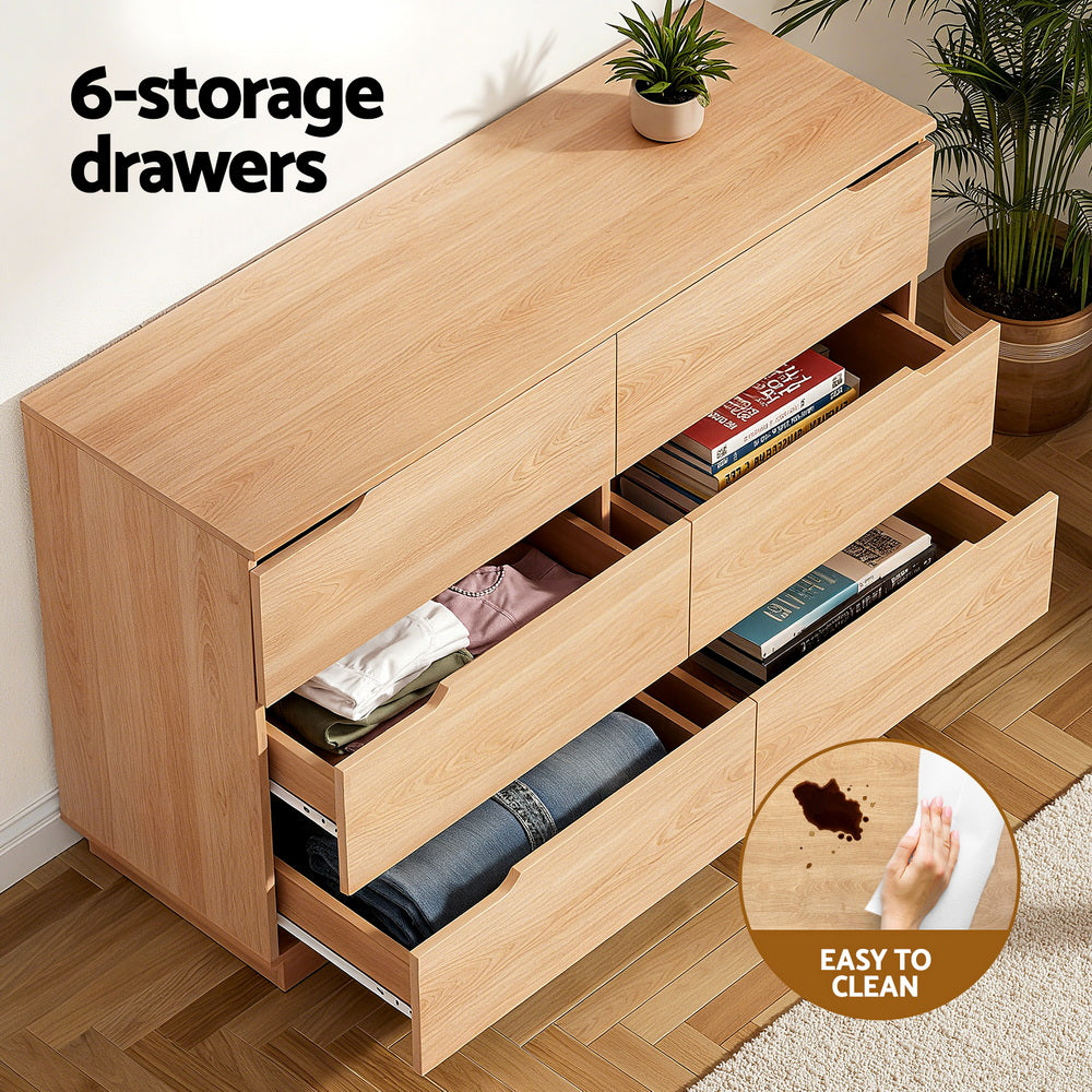 Artiss 6 Chest of Drawers Dresser Table Pine - Homecoze
