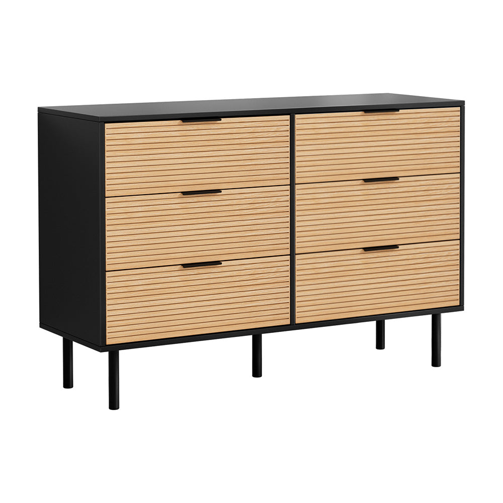 Artiss 6 Chest of Drawers Dresser Table Black&Pine - Homecoze