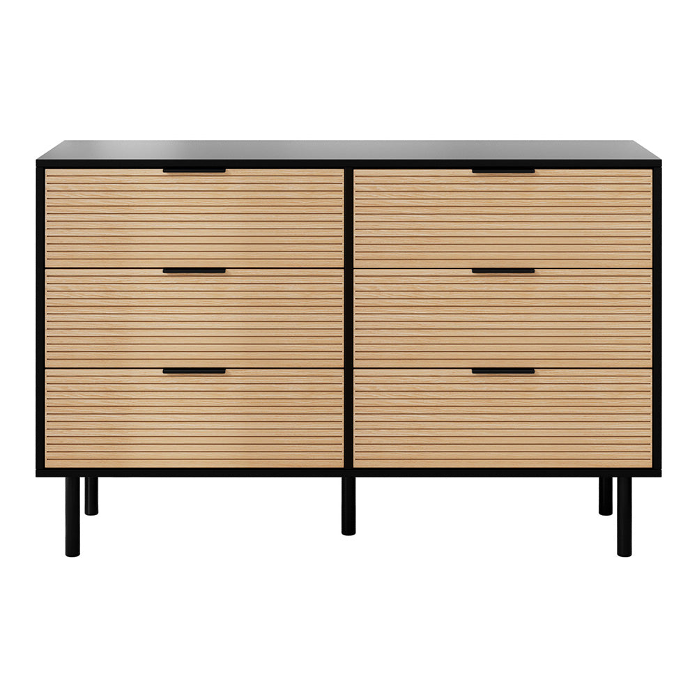 Artiss 6 Chest of Drawers Dresser Table Black&Pine - Homecoze