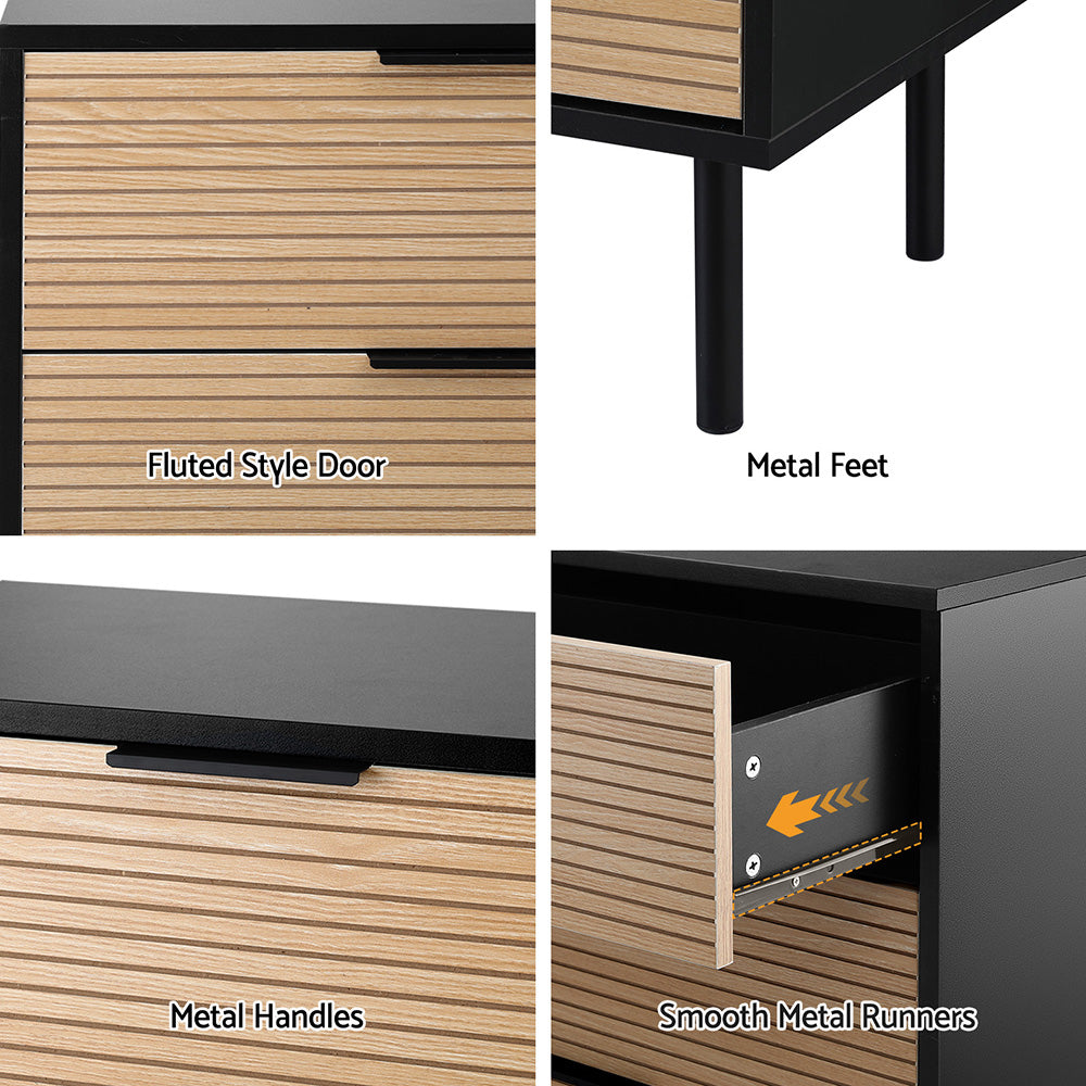 Artiss 6 Chest of Drawers Dresser Table Black&Pine - Homecoze