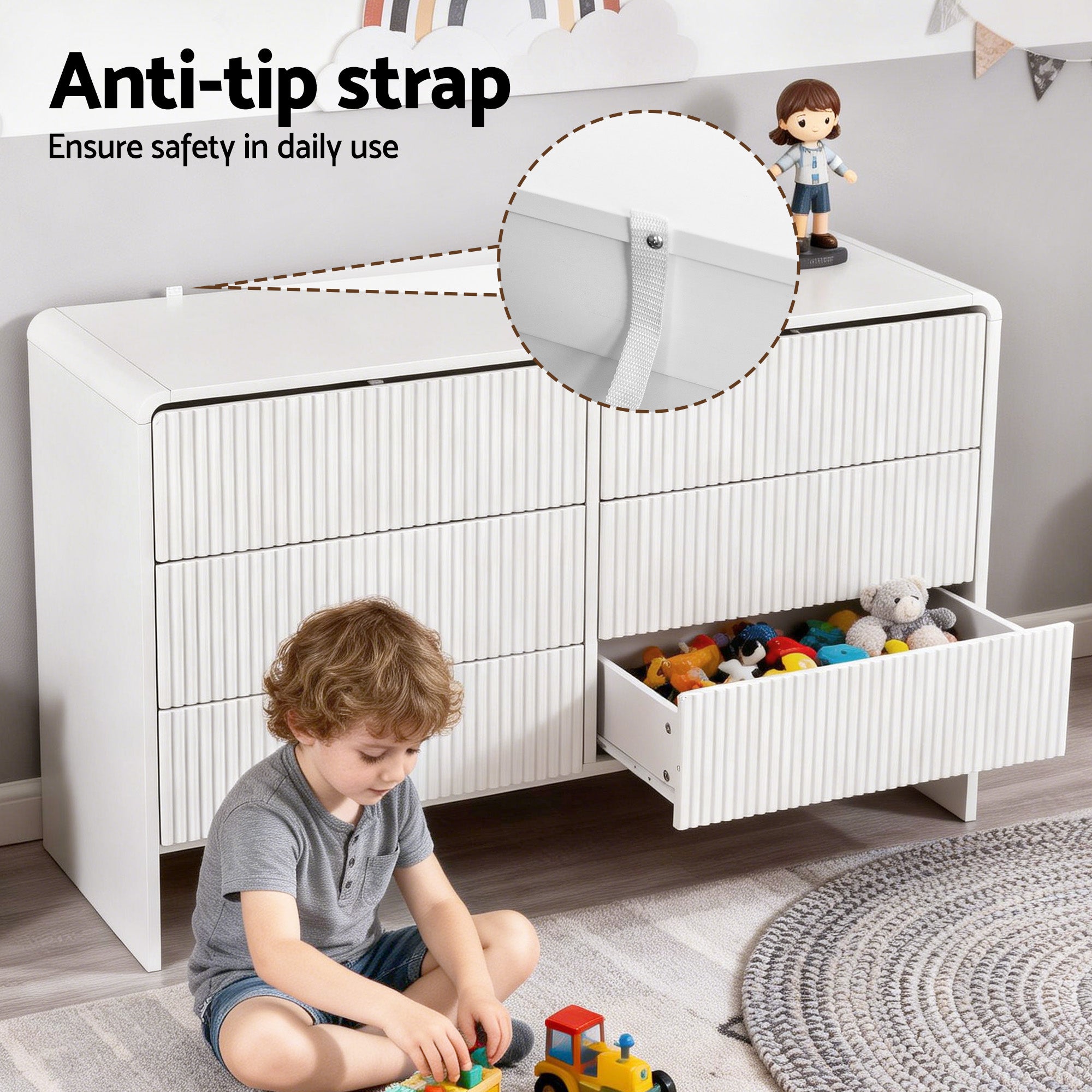 Artiss 6 Chest of Drawers Dresser Cabinet White - Homecoze