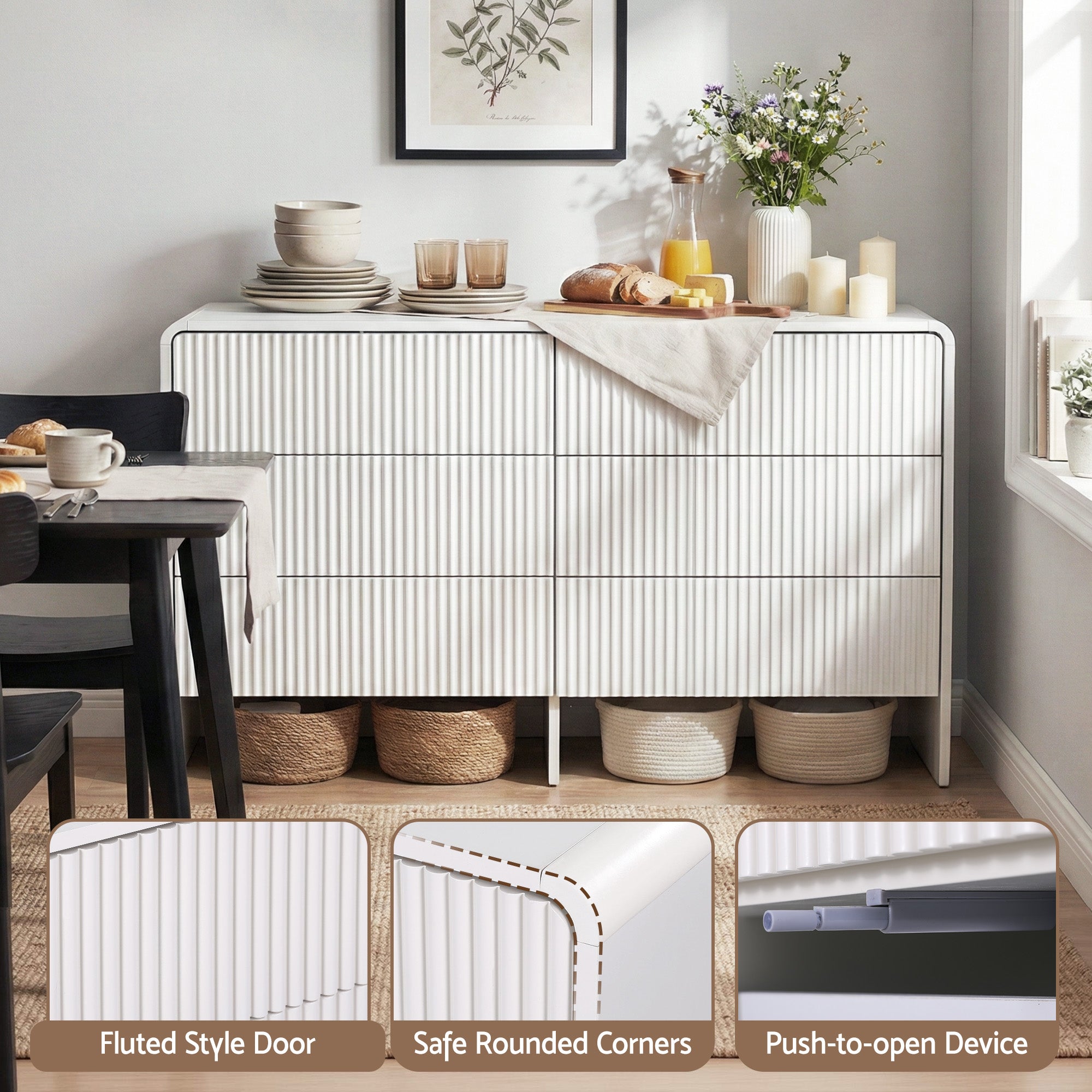 Artiss 6 Chest of Drawers Dresser Cabinet White - Homecoze