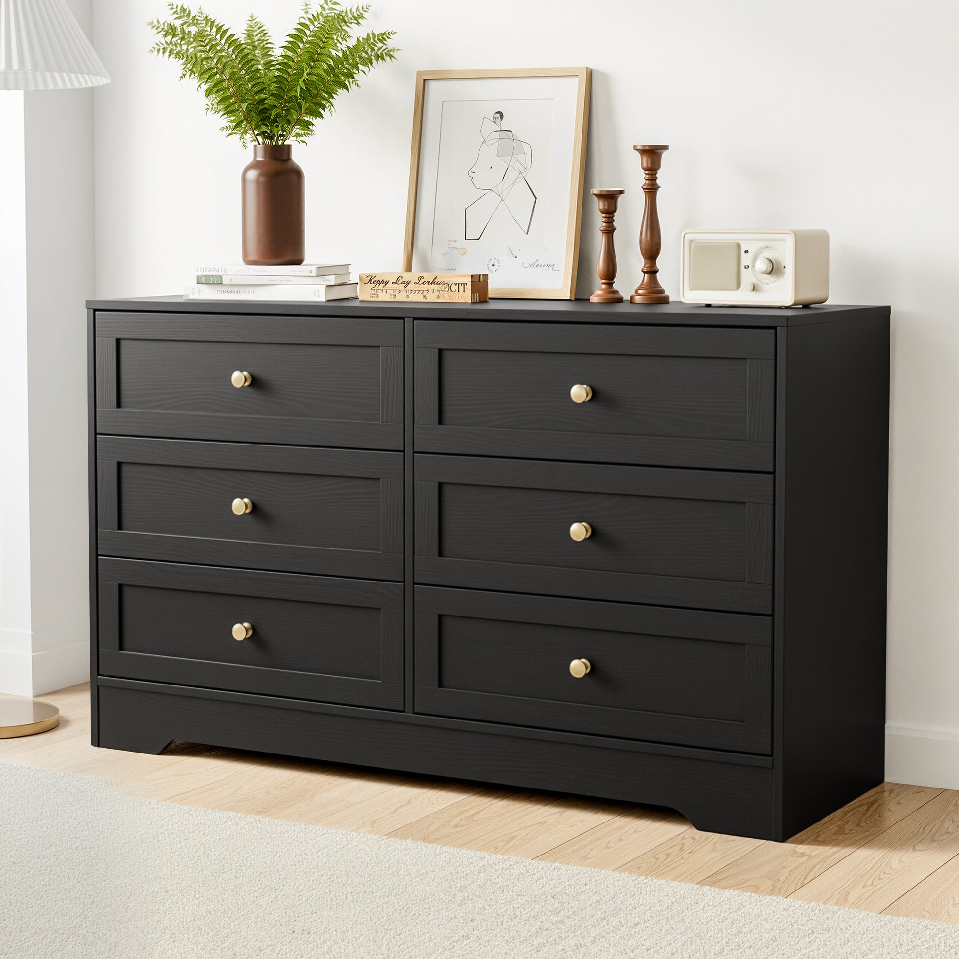 Artiss 6 Chest of Drawers Tallboy Cabinet - LEIF Black - Homecoze