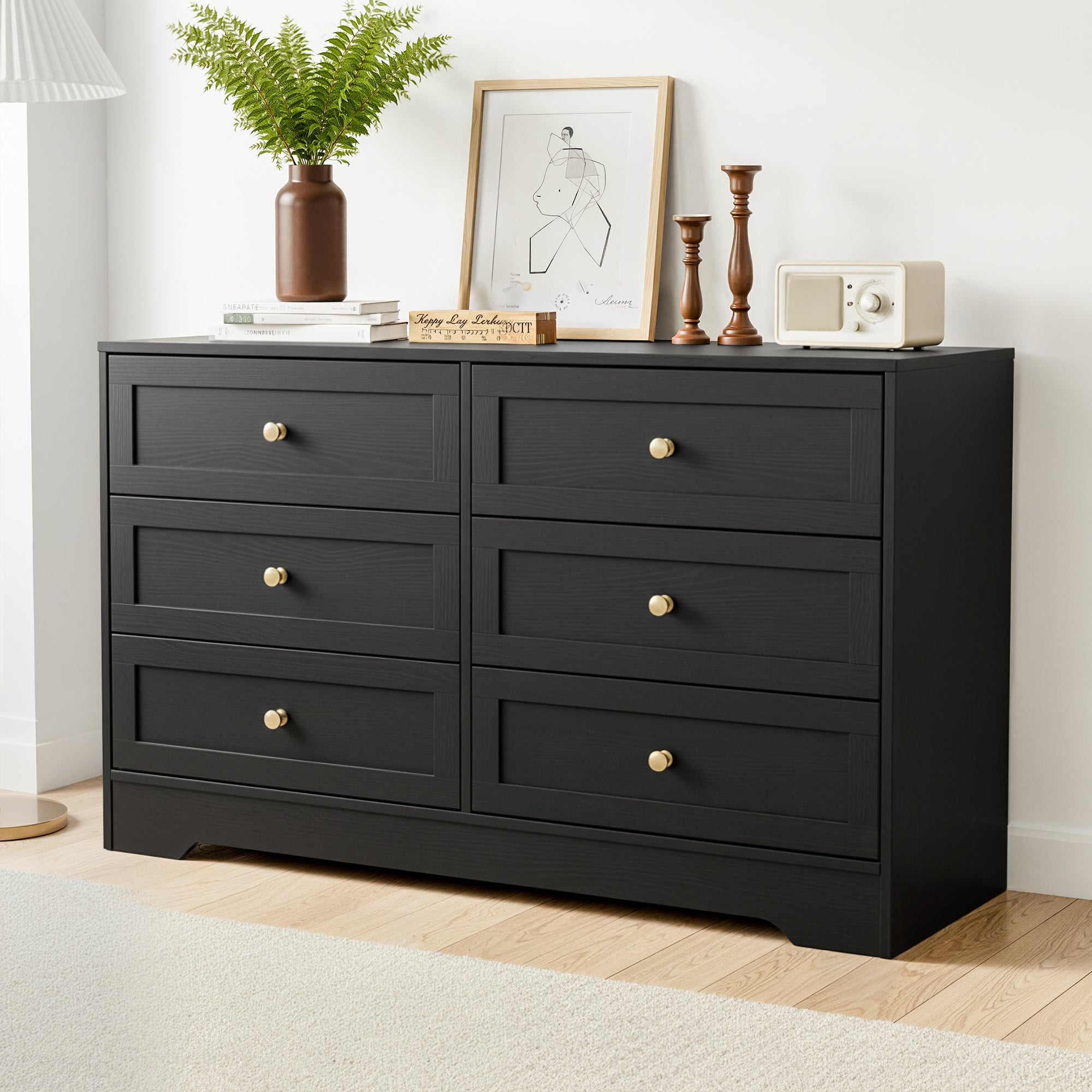 Artiss 6 Chest of Drawers Tallboy Cabinet - LEIF Black - Homecoze