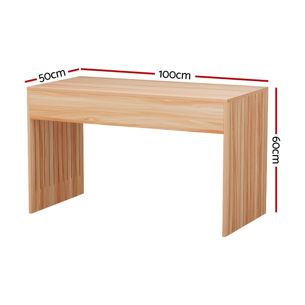 Fluted Sides Coffee Table 100cm - Pine - Homecoze