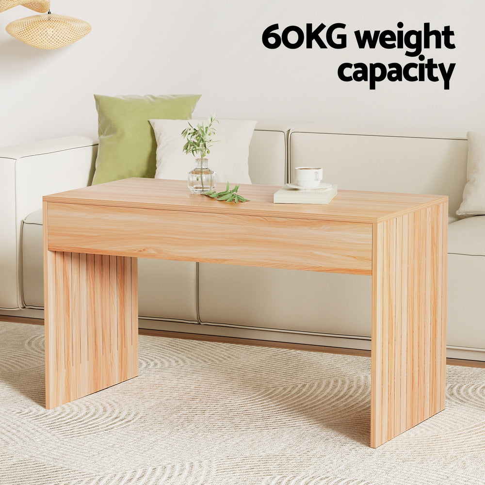 Fluted Sides Coffee Table 100cm - Pine - Homecoze