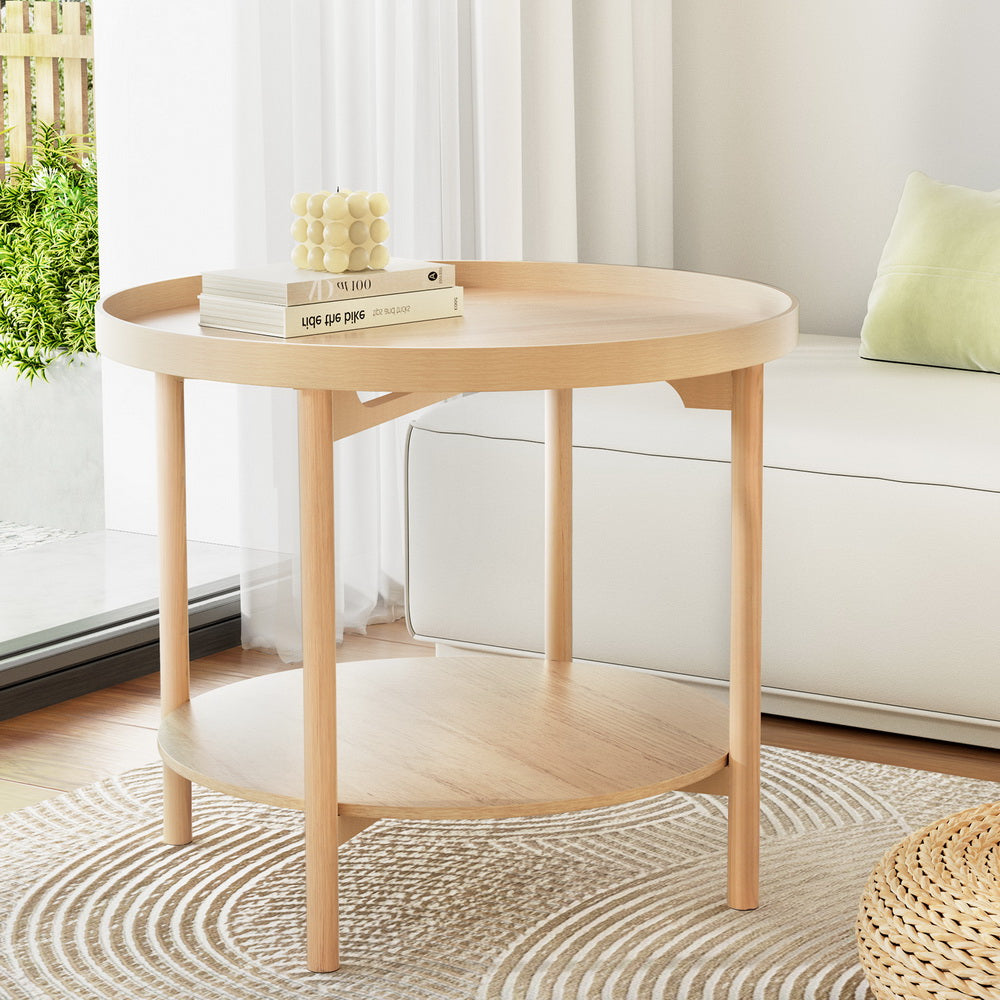 Round Coffee Side Table 70CM - Pine