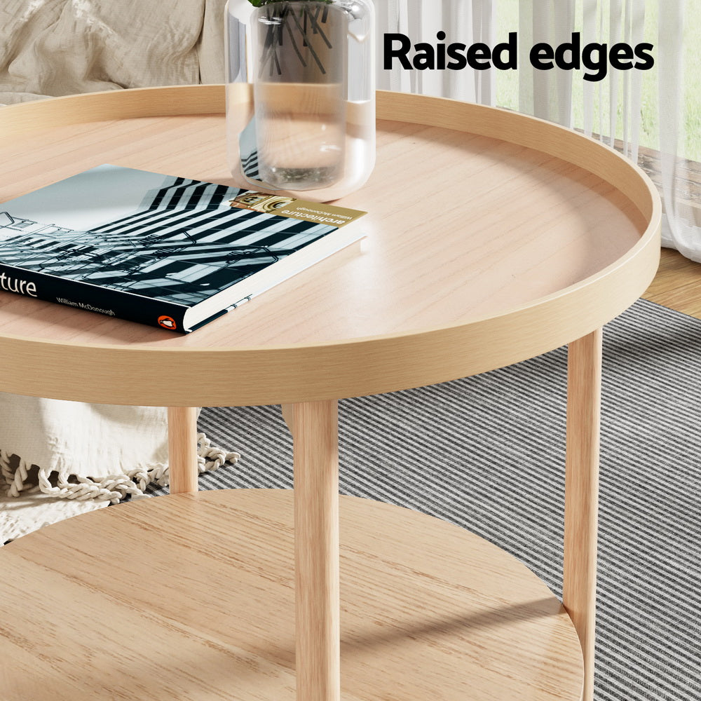 Round Coffee Side Table 70CM - Pine