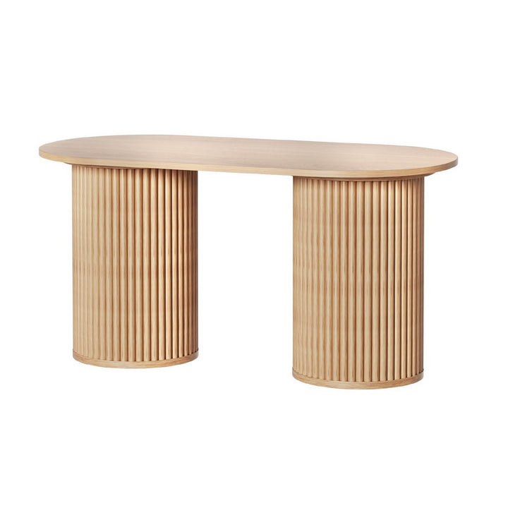 Modern Style Fluted Oval Coffee Table 100CM - Pine