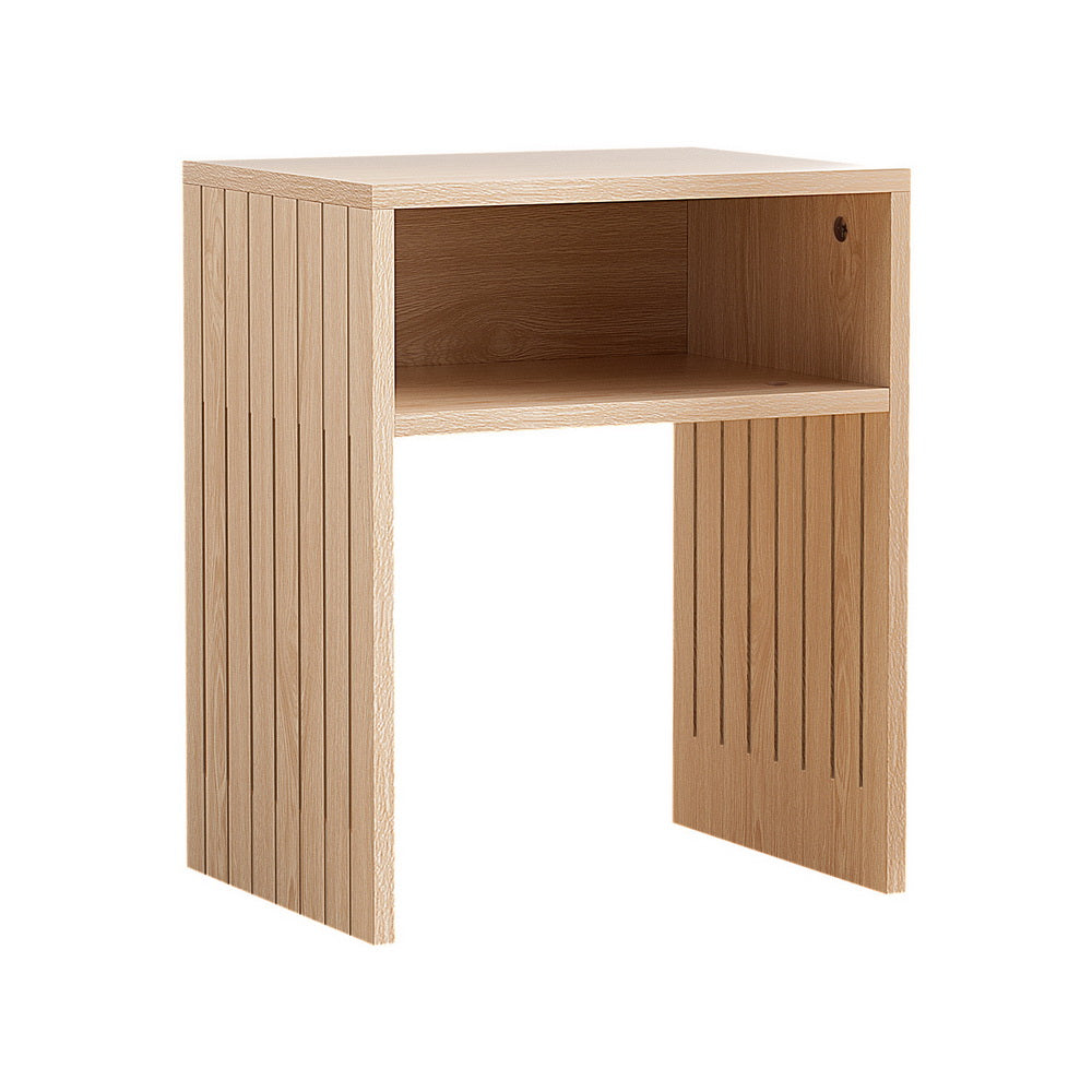 Fluted Bed Side Table - Pine - Homecoze
