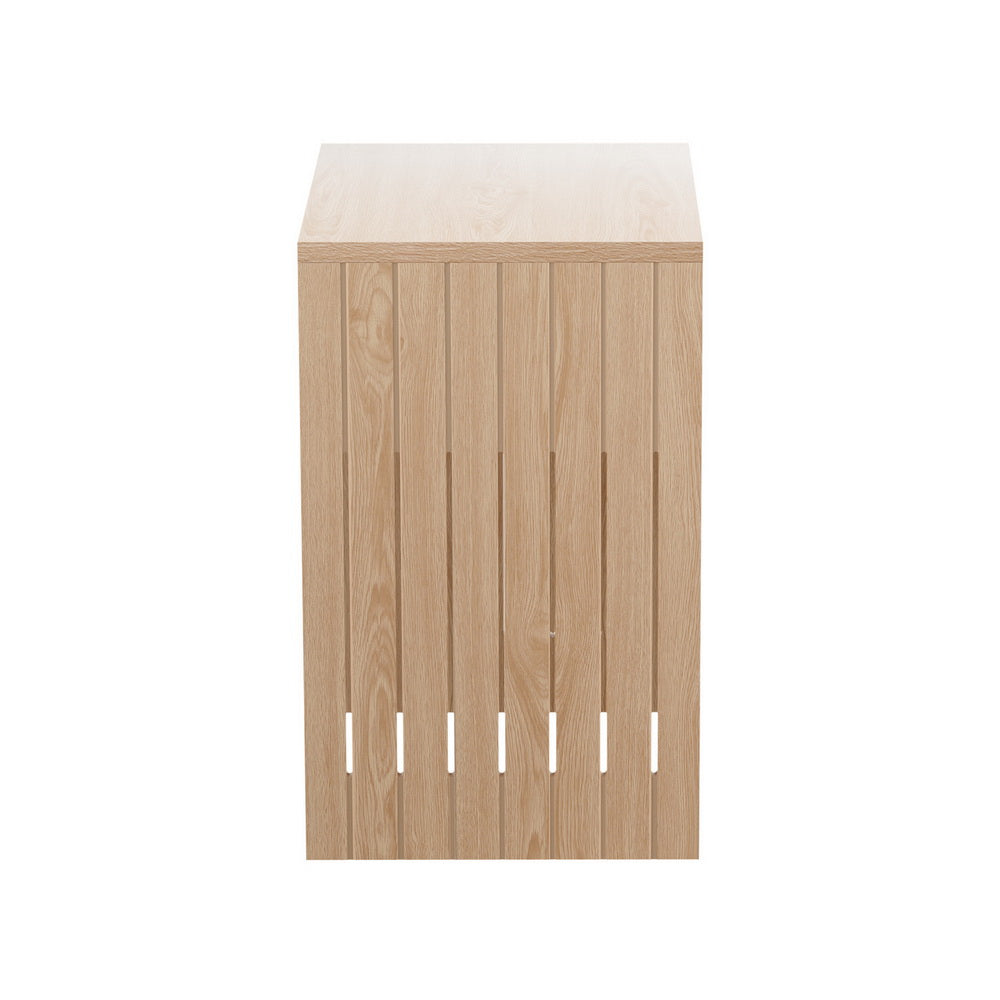 Fluted Bed Side Table - Pine - Homecoze