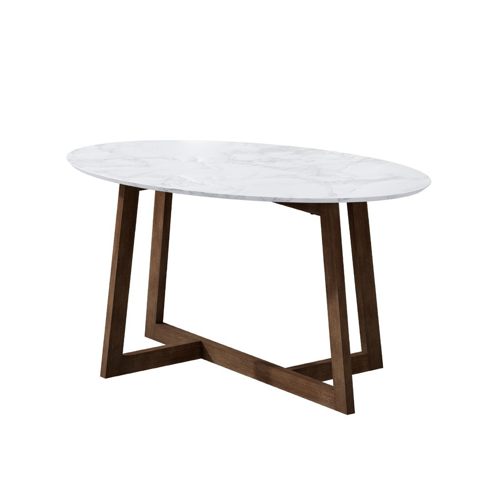 Artiss Coffee Table Oval Marble Effect - Homecoze
