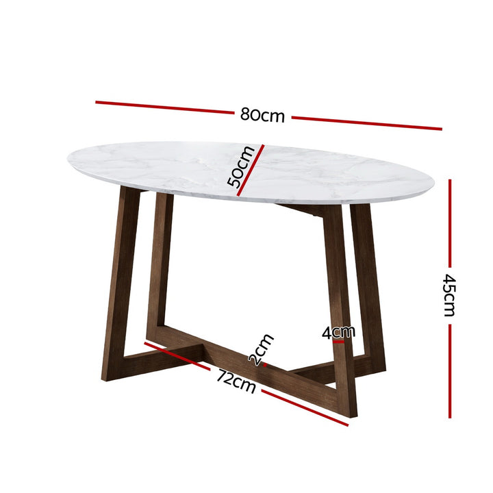 Marble Effect Coffee Table - White & Walnut