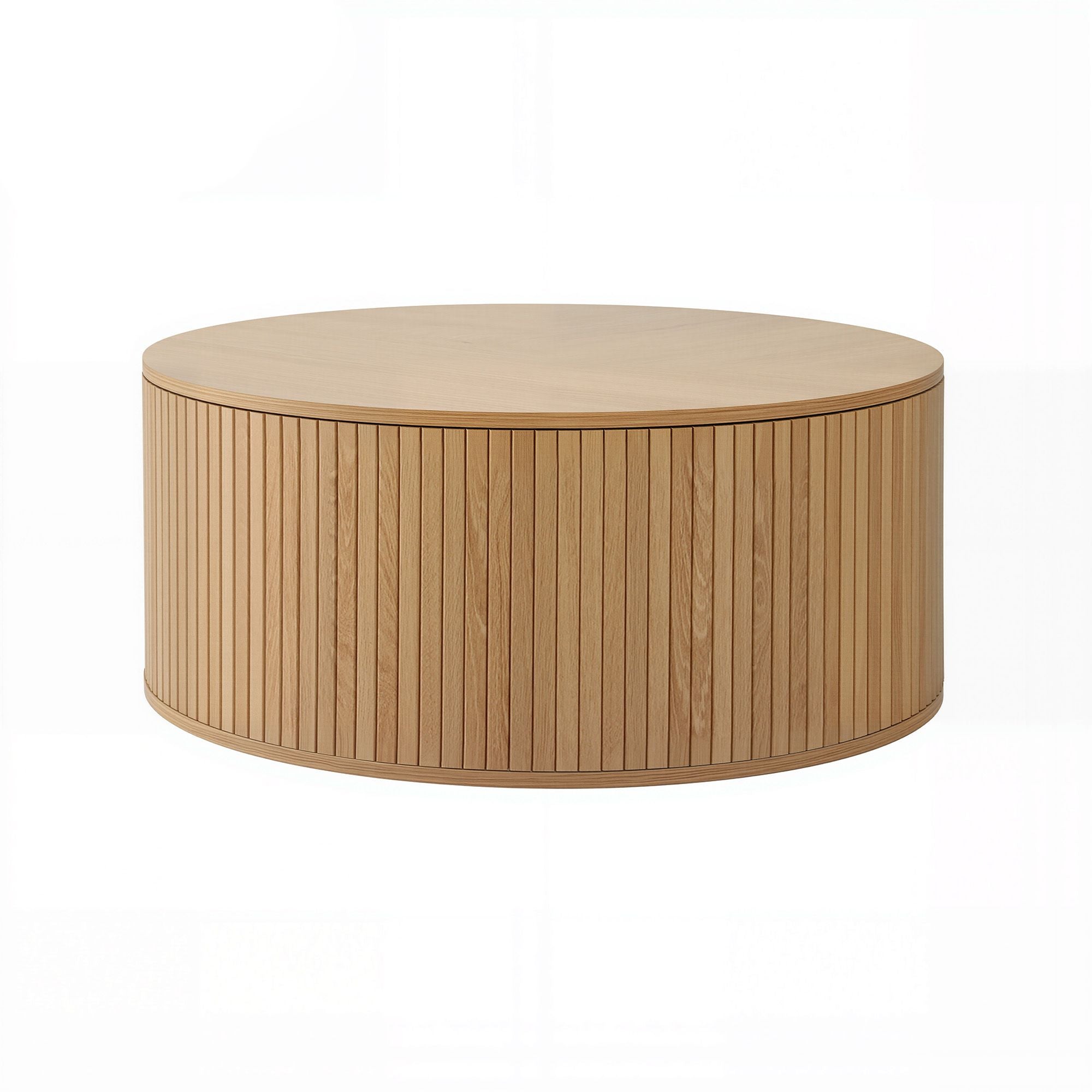 Maelle Fluted Round Coffee Table with Storage 80cm