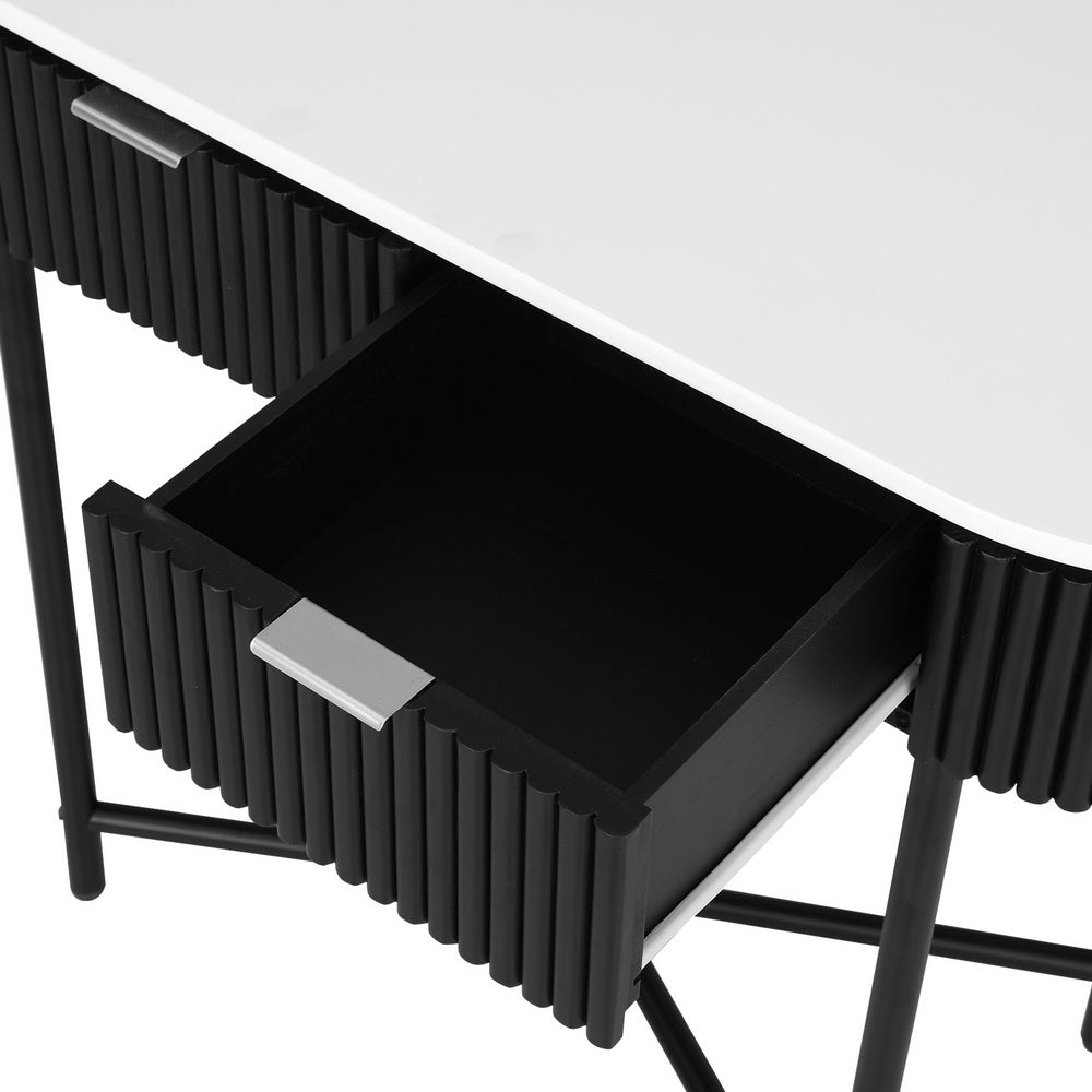 Modern Reeded Wood Console Table 100CM - Black - Homecoze