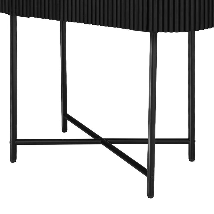 Modern Reeded Wood Console Table 100CM - Black