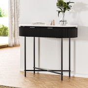 Modern Reeded Wood Console Table 100CM - Black - Homecoze