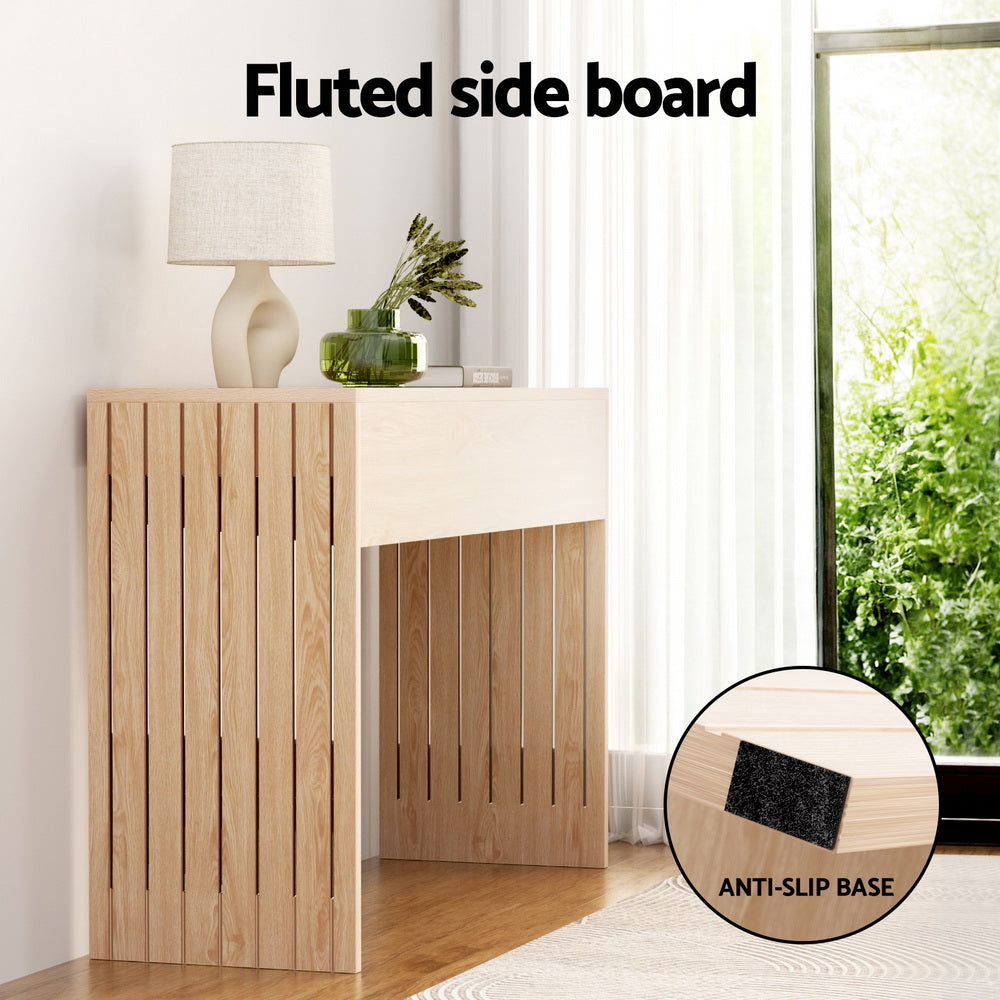 Fluted Console Hallway Table 120cm - Pine - Homecoze