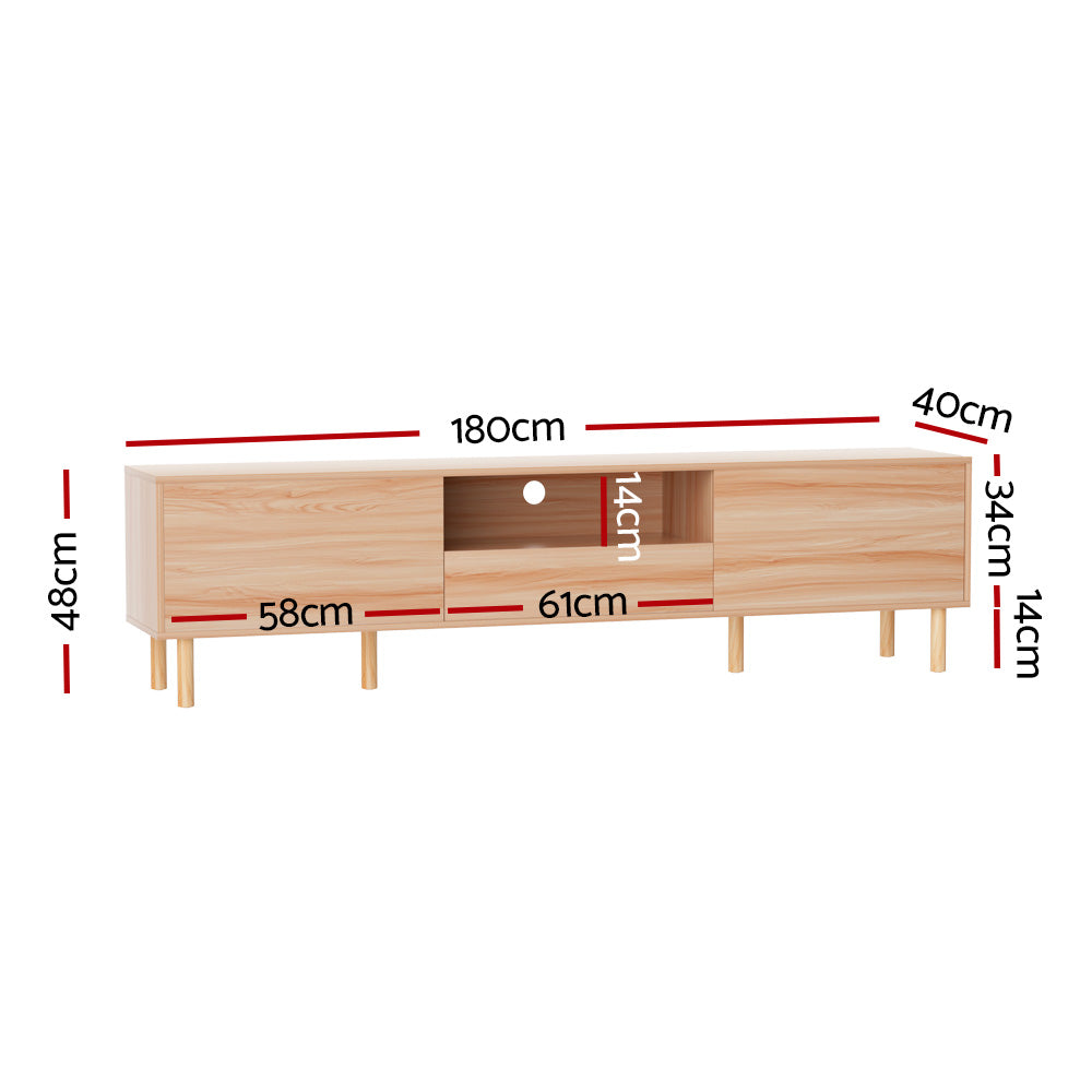 Modern Lowline Entertainment Unit TV Stand 180cm - Pine - Homecoze