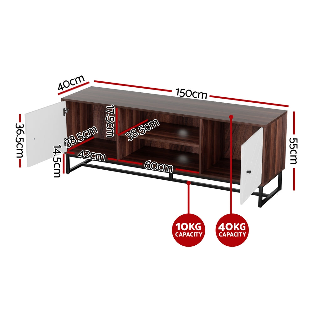 Artiss TV Unit 150cm Storage Shelves Walnut White - Homecoze